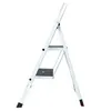 A side view of a white stepladder with two steps. Podgląd zdjęcia produktu