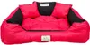 A red and black dog bed with two small pillows. Podgląd zdjęcia produktu