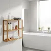 Relaxdays Wandregal, Akazienholz, 3 Ablagen, HBT: 54 x 60 x Produktbild-Vorschau 2