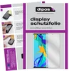 A collage showing packaging for a screen protector, instructions on how to apply it, and a product shot of the screen protector on a phone. Produktbild-Vorschau