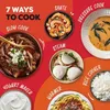 A collage of different food preparation methods and dishes, presented in a vibrant, graphic style. Produktbild-Vorschau