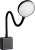 A black LED plug-in lamp with a flexible gooseneck and a round light head is shown against a white background. Produktbild-Vorschau