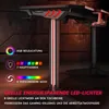 A gaming desk with RGB lighting features highlighted with text overlays. Náhľad obrázku produktu