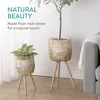 Navaris 2x Blumentopf mit Ständer im Rattan Look - Boho Produktbild-Vorschau 3