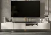 A modern TV cabinet with a television mounted above it, set against a textured wall. Produktbild-Vorschau