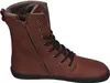 A brown leather boot with black laces and a side zipper, lined with faux fur. Produktbild-Vorschau