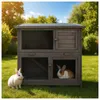 Kleintierstall aus Holz in Grau, ideal für Kaninchen Produktbild-Vorschau 2