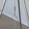 A close-up view of a stainless steel swivel hook and chains, likely part of a hanging system for a grill or swing. Anteprima dell’immagine prodotto