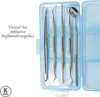 A dental set with multiple tools laid out in a blue plastic case. Produktbild-Vorschau