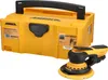 A yellow storage case and a yellow and black orbital sander are displayed against a white background. Produktbild-Vorschau