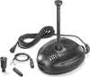A black pond pump with accessories on a white background. Produktbild-Vorschau