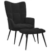 A black velvet armchair and ottoman set on a white background. Náhľad obrázku produktu