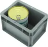 A gray plastic storage box with a single tin can inside. Produktbild-Vorschau