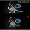Two images showing a shower arm being weighed on a digital scale. The top image shows a weight of 585, with a green checkmark and text indicating quality. The bottom image shows a weight of 380, with a red cross. Podgląd zdjęcia produktu
