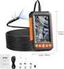 A VEVOR brand endoscope camera with a 4.3-inch screen, coiled cable, and camera probe with lights, shown with accessories and dimensions. Produktbild-Vorschau