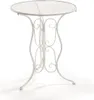 A white metal bistro table with a patterned top and ornate legs, isolated on a white background. Produktbild-Vorschau