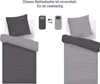 Two views of a reversible duvet cover and pillowcase set, with icons indicating reversibility. Produktbild-Vorschau