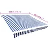 A striped awning is shown against a white background with dimensions indicated. Náhľad obrázku produktu