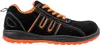 A side view of a black and orange work shoe against a white background. Produktbild-Vorschau
