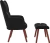 A black velvet armchair and ottoman are shown from the side against a white background. Produktbild-Vorschau
