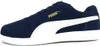 A side view of a blue Puma sneaker with white accents and a gold Puma logo. Produktbild-Vorschau