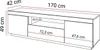 A diagram of a TV stand with dimensions indicated. Produktbild-Vorschau
