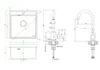 Technical drawings and dimensions of a sink and faucet. Produktbild-Vorschau