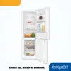 An open refrigerator with food items inside, presented on a white background with marketing text and a logo. Produktbild-Vorschau