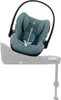 A baby car seat is shown attached to its base, which is mounted on a stand. Produktbild-Vorschau