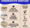 An instructional graphic showing the steps for assembling a bed frame. Produktbild-Vorschau