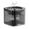 A square, transparent pet water fountain with water flowing from the top. Produktbild-Vorschau