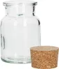 A clear glass jar with a cork stopper next to it, on a white background. Podgląd zdjęcia produktu