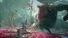 A fantasy video game scene depicting a battle between a small character and a large monster. Produktbild-Vorschau