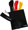 A set of resistance bands in a black storage bag, with a black ankle strap accessory. Produktbild-Vorschau