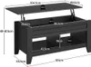 A black lift-top coffee table with dimensions shown in centimeters and kilograms. Produktbild-Vorschau
