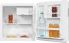 Interior view of an open mini-refrigerator stocked with various food and drink items. Produktbild-Vorschau