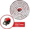 A circular diagram showcasing a wide range of Einhell Power X-Change tools, with a central battery and a close-up inset of a wet/dry vacuum cleaner. Produktbild-Vorschau