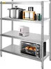 A stainless steel shelving unit with various kitchen appliances and cookware on its shelves. Náhled obrázku produktu