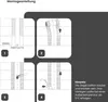 Diagrams illustrating the installation steps for a roofing product. Produktbild-Vorschau