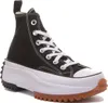 A studio shot of a black high-top Converse sneaker with a thick white platform sole and a brown rubber sole. Náhled obrázku produktu