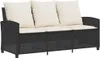 vidaXL Gartensofa 3-Sitzer mit Kissen & Tisch Schwarz Poly Produktbild-Vorschau 4