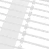 A close-up, angled view of a white metal bed frame with horizontal slats and connecting clips. Podgląd zdjęcia produktu