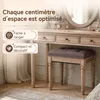 Tabouret Coiffeuse avec Tissu Lin et Pieds en Bois, Banc Voir les images du produit 3