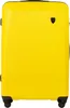 A yellow suitcase is shown from the front on a white background. Produktbild-Vorschau