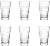 Six clear glasses with a swirled pattern are arranged in two rows of three on a white background. Produktbild-Vorschau
