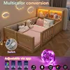 Flieks Kinderbett 90x200cm mit Led, Bodenbett Holzbett mit Produktbild-Vorschau 6