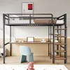 A loft bed with a desk and shelves underneath, set up in a bedroom. Anteprima dell’immagine prodotto