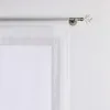 A close-up view of a white sheer curtain hanging from a metal curtain rod with a decorative finial. Produktbild-Vorschau