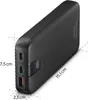 A black power bank with dimensions indicated by lines and text. Náhľad obrázku produktu