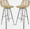 Two bar stools with rattan seats and black metal legs are shown against a white background. Produktbild-Vorschau